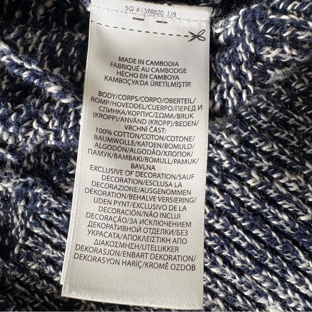 POLO RALPH LAUREN sz L Ragg Cable Knit Long Sleeve Cardigan Sweater Blue White - Picture 7 of 8
